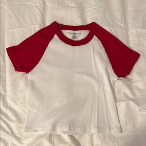 Brandy Melville Red and White Short Sleeve Tee